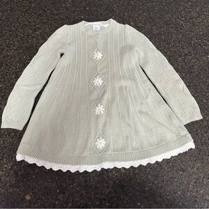 cupcakes & cashmere Green & White Floral Daisy Little Girls Casual Sweater Dress